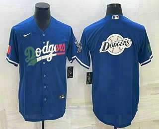 Mens Los Angeles Dodgers Big Logo Navy Blue Pinstripe Stitched MLB Cool Base Nike Jerseys